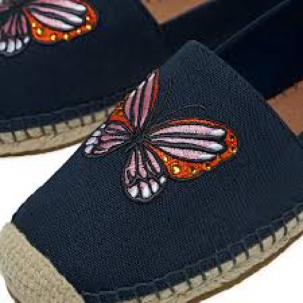 Kate Spade Aflutter Navy Espadrilles with Butterfly patch NEW